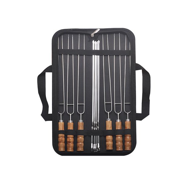 Toystoory Pinchos para barbacoa de acero inoxidable, 10 Uds., mango de madera, juego de herramientas para barbacoa de acero inoxidable, suministros para Cocina y Comedor Toystoory HA016464-00