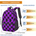 thumbnail image 3 of Purple and Black Checkered Pattern 17" School Backpacks for Teens,Waterproof Oxford Fabric,S-Shape Padded Straps for School,Travel,Hiking,Camping, 3 of 6