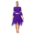 thumbnail image 4 of Haitryli Liturgical Praise Dance Dress For Women Color Block Asymmetrical Worship Dance Dress Church Purple L, 4 of 7