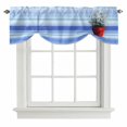 thumbnail image 2 of White Daisy Tie Up Valances Curtain, Adjustable Kitchen Red Potted Plant Blue Striped Gradient Valances for Windows Decor, Rod Pocket Short Curtains Set for Bedroom/Bathroom, 60"x18", 2 of 9