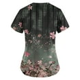 thumbnail image 3 of ADSSDQ Women Scrub Tops Print Gifts Fashion Floral Print Scrub Tops V Neck Short Sleeve Nursing Tops with Pockets Army Green L, 3 of 3