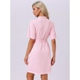 thumbnail image 4 of DARING DIVA Bathrobe Waffle Terry Shawl Collar Tie Short Sleeve XL Pink, 4 of 7