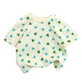 thumbnail image 3 of Babcutegg Girls Summer T-Shirt – Heart Print Short Sleeve Top, Soft Cotton Loose Fit Casual Tee for Toddlers and Kids Green Size 2-3, 3 of 6