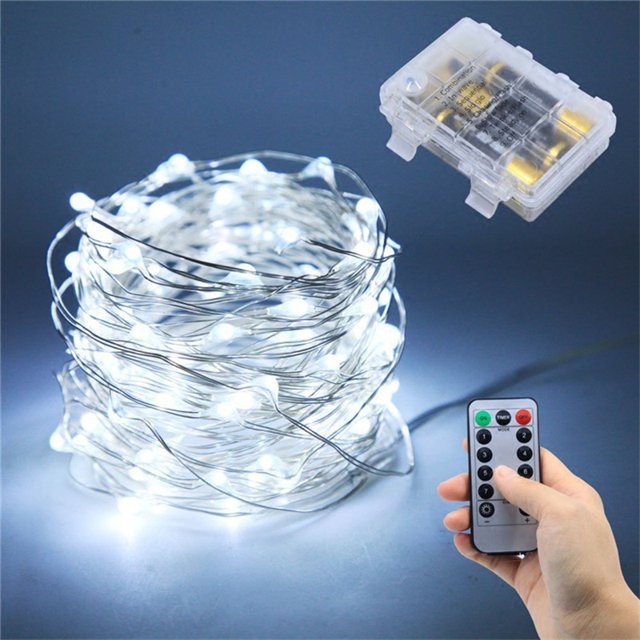 Luces de hadas, 3M 30 luces LED blancas de cobre con pilas con 8 modos, luces de hadas impermeables IP65 para decoración interior/exterior para dormitorio, Navidad, boda, fiesta, hogar brillar Electrónica