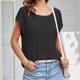 thumbnail image 2 of Camisas de Manga Corta Mujeres de Moda de Color Sólido Cuello Redondo de Punto Superior, Grande Blusa de Poliéster Casual para el Verano Al Aire Libre Y el Uso Diario, 2 of 6