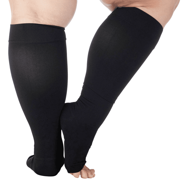  AKSO MEDICOS Plus Size Compression Socks, 20-30 mmHg Compression  Socks for Women & Men, Wide Calf Knee High Stocks for Circulation Support  Varicose Veins Swelling Edema,Black S : Health & Household