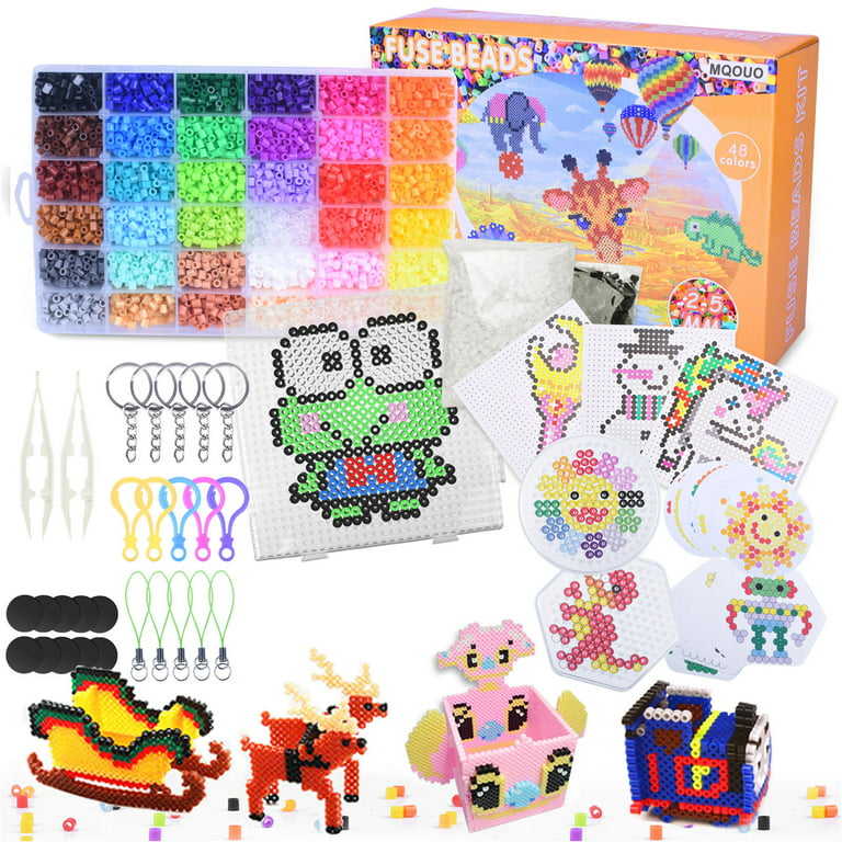 Fuse Beads kit of 1500 Large 10MM Melty Beads Perfect for Ages 4-7 with 48  Patterns and pegboard Arts and Crafts for Girls and Boys