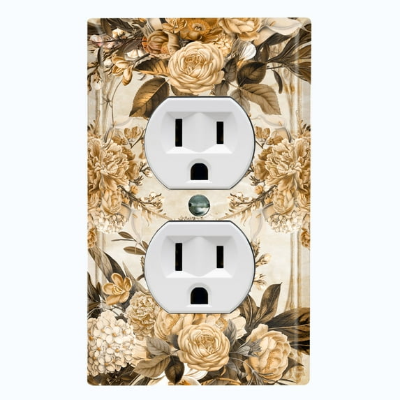 Metal Light Switch Plate Outlet Cover Vintage Rose Frame ROS027