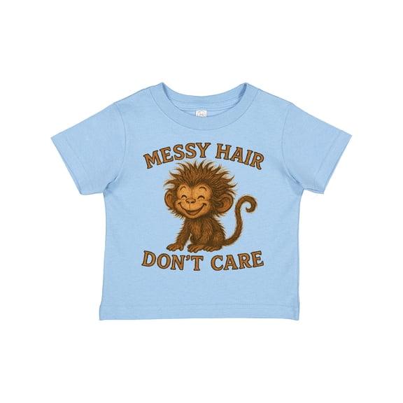 Inktastic Messy Hair Don't Care Monkey Graphic Cute Fun Boys or Girls Toddler T-Shirt