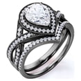 thumbnail image 1 of JeenMata Conjunto Nupcial de Moissanita de Corte Pera de 1,5 Quilates - Conjunto Nupcial - Anillo Art Déco - Anillo de Halo - Anillo de Racimo - Oro Negro de 18 K sobre Plata, 1 of 6