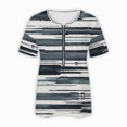 thumbnail image 5 of Hauts d'Été Grande Taille à Manches Courtes pour Femmes Mode Décontractée Confortable Col en V Zip Imprimé Blouse à Manches Courtes Col en V T-Shirt Femmes en Solde, 5 of 5