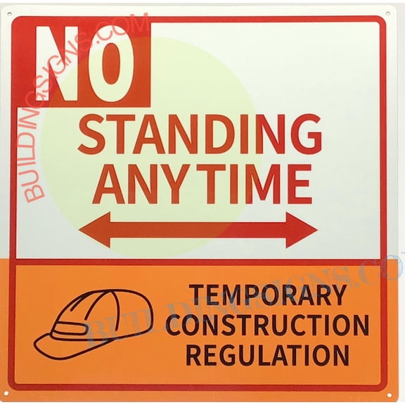 NO PARKING ANYTIME WITH BOTH SIDE ARROW SIGN((14x14,WHITE,ALUMINUM) -ref19722