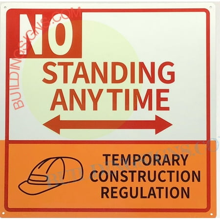 

NO PARKING ANYTIME WITH BOTH SIDE ARROW SIGN((14x14 WHITE ALUMINUM) -ref19722