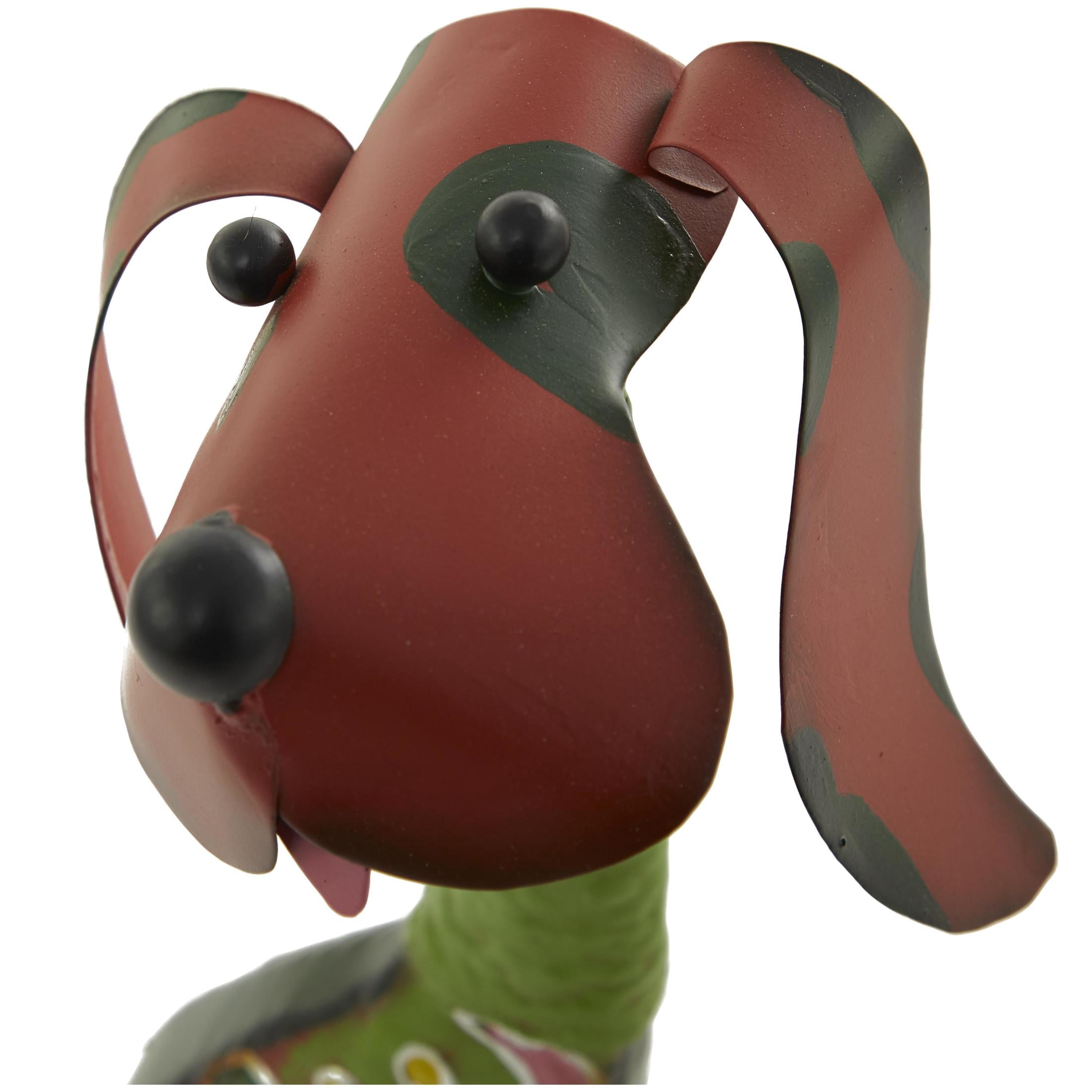 DecMode 19" Indoor Outdoor Dog Garden Sculpture with Floral Pattern