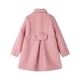 thumbnail image 2 of LittleSpring Toddler Pea Coat Girls Pink Peacoat Faux Wool Dress Coat Midweight Button Lapel Solid Casual 3T, 2 of 7