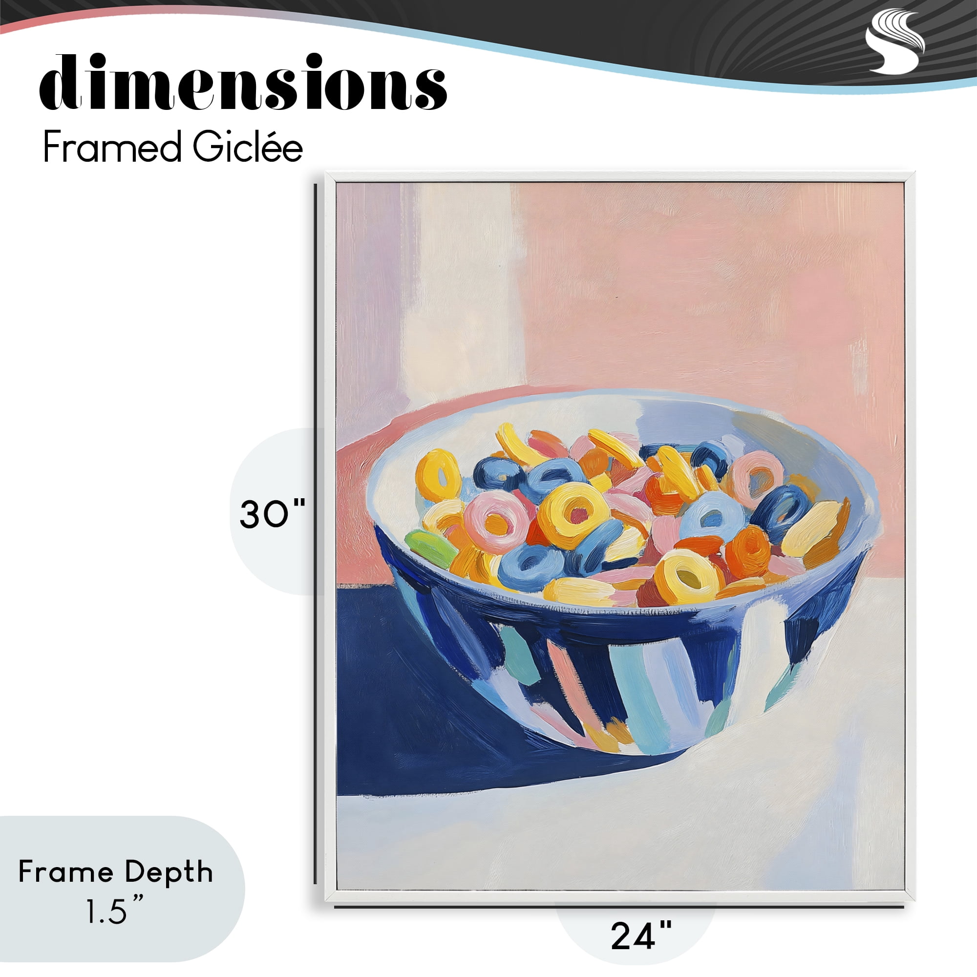 Stupell Industries Colorful Cereal Bowl White Framed Giclee Art, design by The Prints Vibe