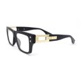 thumbnail image 3 of Luxury Narrow Rectangle Designer Style Horn Rim Clear Lens Fashion Glasses Matte Black, 3 of 4