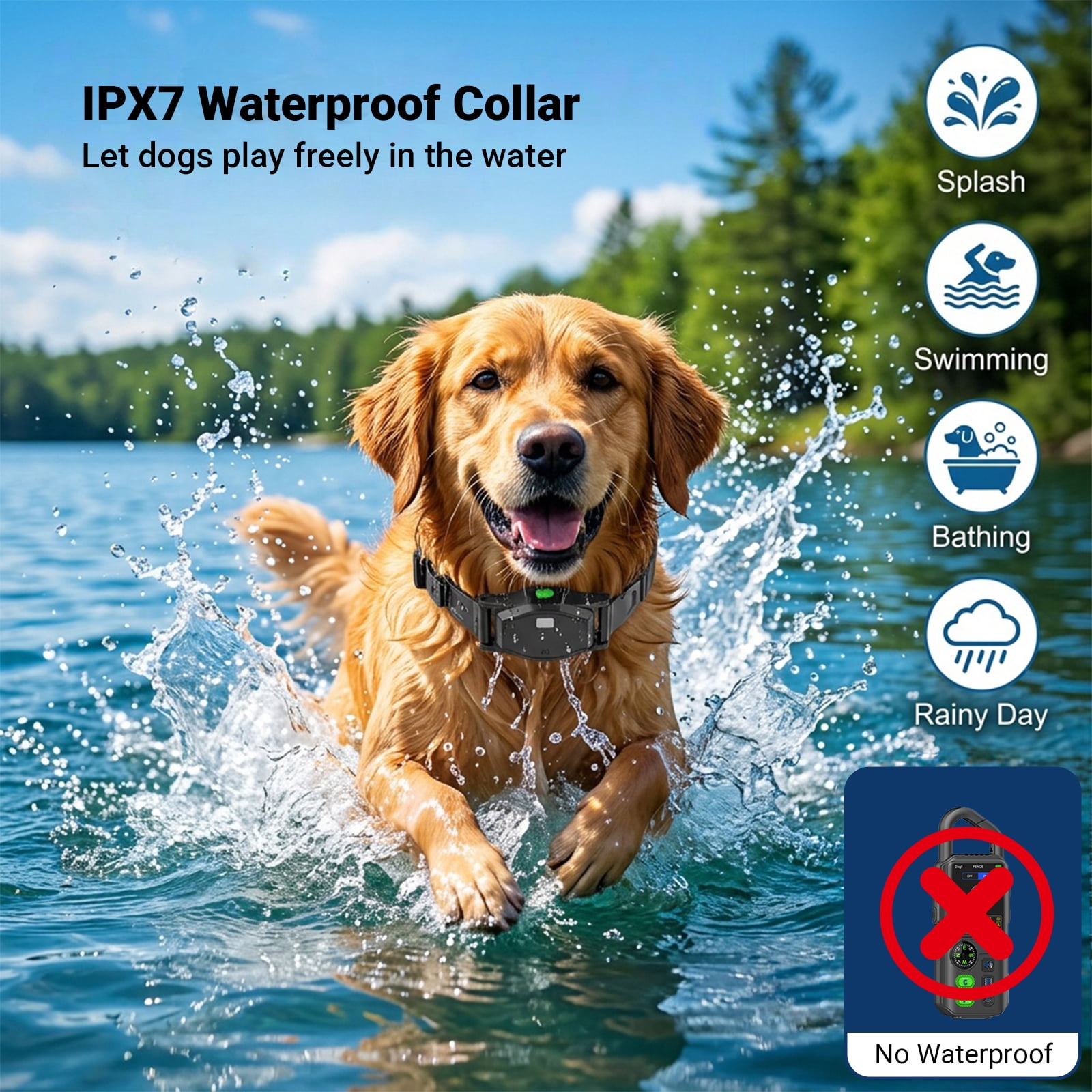 Wireless Dog Fence for Dog with Remote Training Invisible Fence Collar, 8 Adjustable Range, Up to 3300ft Training Area, Waterproof Vibrating Collar