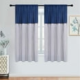 thumbnail image 4 of Alishomtll Farmhouse Curtains Blue Stripe Cotton Linen Button Boho Rustic Rod Pocket Back Tab Window Drapes for Living Room ,52 x 63 Inch, 2 Panels，Blue, 4 of 11