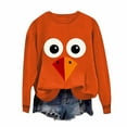 thumbnail image 2 of asdoklhq Thanksgiving Shirts for Women Round Neck Printed Long Sleeve Hoodless Sweatshirts Fashion and Leisure Top Orange L, 2 of 3