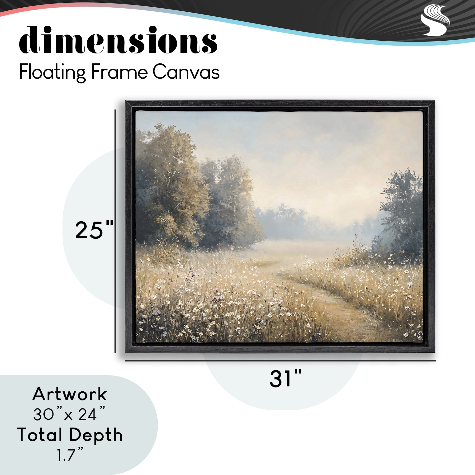 Stupell Industries Wandering Wildflower Path at Dawn Black Framed Floater Canvas Wall Art, design by Creative Studio