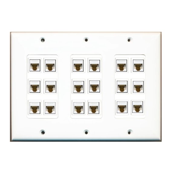 Ultra Spec Cables Custom Wall Plate White with up to 18 Keystone Ports