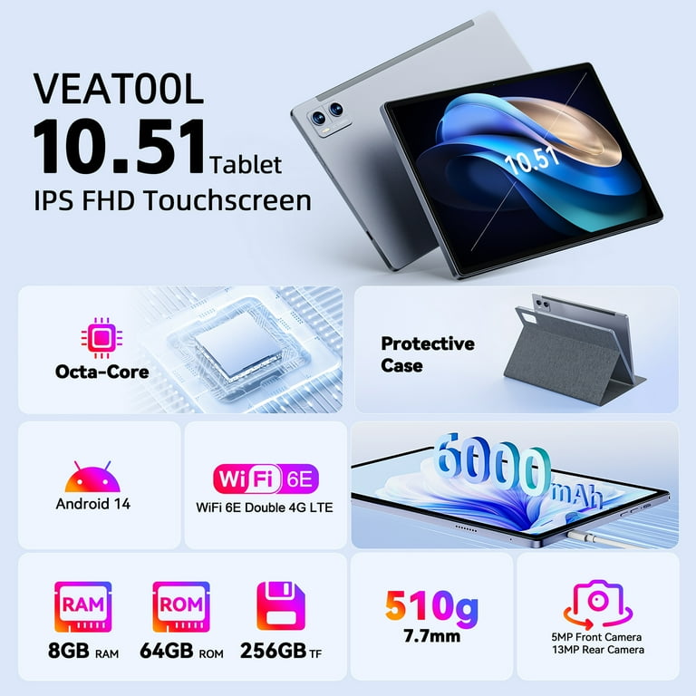 VEAT00L Android 14 Tablet ,10.51inch Tablets, Octa Core, 8GB RAM +
