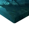 thumbnail image 2 of Ambesonne Underwater Fitted Sheet, Dolphins Ship Sea, Full Size, Slate Blue Pale Blue, 2 of 3