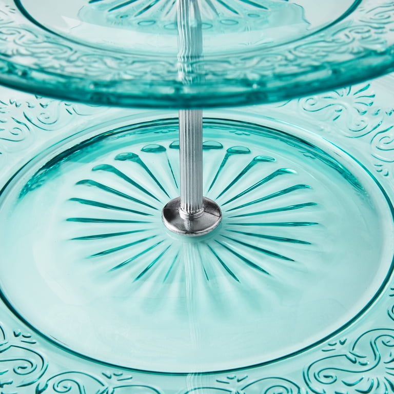 The Pioneer Woman Two-Tiered Glass Server, Teal - Walmart.com