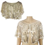 Aellinatey Women's Glittering Shawl Sequins Bridal Shawl Fringed Evening Wrap Shawls