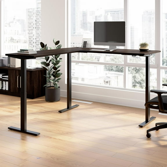 Move 60 Series 72W L Shaped Standing Desk in Black Walnut - Engineered Wood