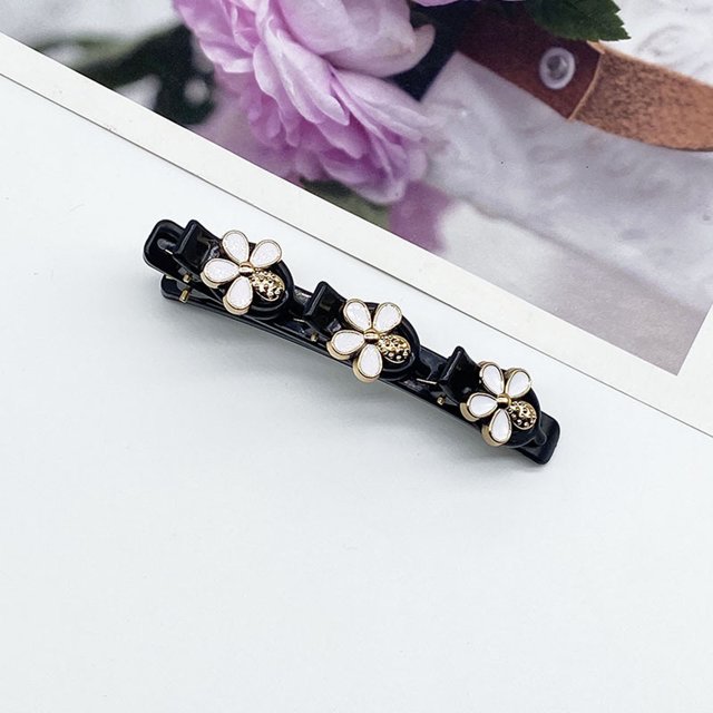 Fiudx Pinza para El Cabello, Elegante Horquilla de Cuatro Hojas, Diseño Acrílico Brillante, Pinza Lateral Decoración con Diamantes de Imitación, Pinza Frontal para Cambiar Rápidamente El Peinado, Ide