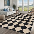 thumbnail image 3 of Haperlare 8'x10' Washable Jute Area Rugs Checkered Carpet, Non Slip Low Pile Rug Contemporary Indoor Outdoor Floor Mats for Living Room Bedroom Backyard, Black White, 3 of 7