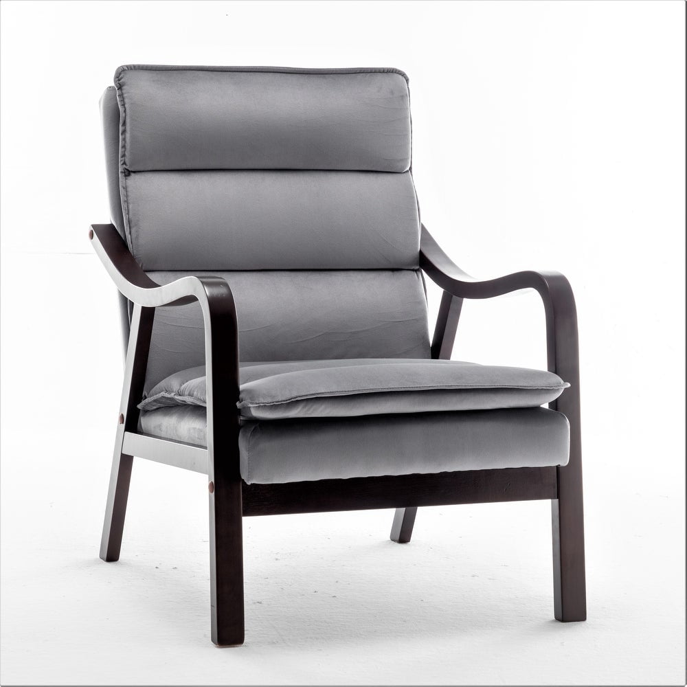 US Pride Furniture Clovis 24.8" Wide Mid-Century Modern Velvet Armchair, Gray