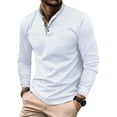 thumbnail image 1 of Fashnice Blouse pour Homme à Manches Longues Hauts Col à Revers Polo Coupe Régulière T-Shirts de Travail Blanc TG, 1 of 2