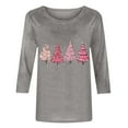 thumbnail image 4 of CaComMARK PI Christmas T shirts for Women Christmas Trees Printed 3/4 Sleeves Tops Crew Neck Plus Size Fashion Casual T shirts Tops Gray 12(XXL), 4 of 5