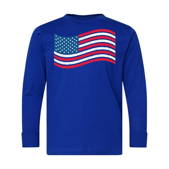 Inktastic Grunge American Flag Long Sleeve Youth T-Shirt