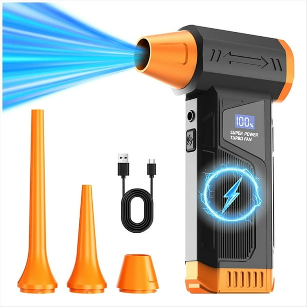 Soplador de Aire Turbo Superpotente: Ventilador Turbo de 110.000 RPM, Motor Sin Escobillas, Luz LED de 4 Velocidades, Soplador de Nieve Portátil.
