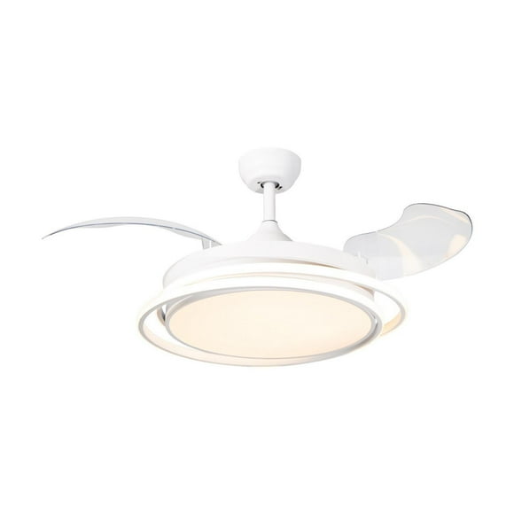 Ventilador De Techo Retráctil 42" estilo spring, Luz LED, Blanco Mate, 6 Velocidades