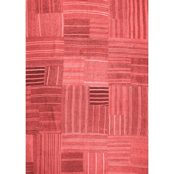 Ahgly Company Indoor Rectangle Abstract Red Contemporary Area Rugs, 7' x 10'