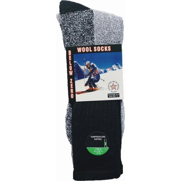 Diamond Star Merino Wool Socks 6 Pairs Thermal Socks Insulated for Cold Weather Winter Socks For Men & Women (Solid Black - 6 Pairs, Socks Size 9-11, Fit Women's Shoe Size 5-10)