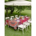 thumbnail image 3 of Outdoor Tablecloth with Umbrella Hole and Zipper, Colorful Ethnic Rectangle Table Cloth 52x70 Inch Waterproof Tablecloth, Modern Abstract National Geometric Red Picnic Table Cover for Patio Camping, 3 of 7