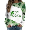 thumbnail image 1 of QIPOPIQ Chemises à Manches Longues pour Femmes Col Rond T-Shirts de la Saint-Patrick Chandail en Molleton T-Shirt Imprimé Shamrock Chemise Verte Chanceuse Hauts T-Shirts de la Saint-Patrick Tuniques à Col Rond pour Dames Chemises de Vacances Offres, 1 of 5