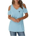 thumbnail image 5 of JMKQLZ Women's Printing Blouses Short Sleeved V-Neck Off Shoulder Fashionable Top, 5 of 5