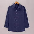 thumbnail image 5 of WTXUE Button Down Shirts Cotton Linen Shirts Dressy Casual Shirts Long Sleeve Work Blouses Collared Tops Tunic Tops with Pocket Dressy Casual Blouses Loose Fit Tops V Neck Blouse Tops Dark Blue M, 5 of 9