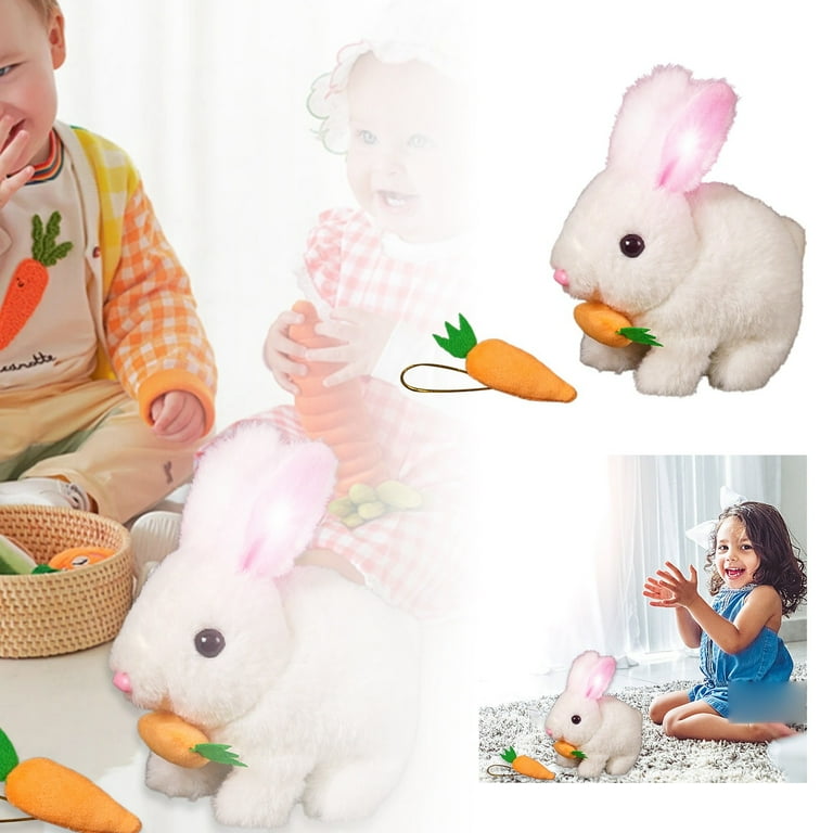 Bunby Realistic Moving Bunny Toy - Interactive Plush Rabbit That Hops &  Twitches With Sound Response