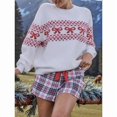 thumbnail image 5 of Women'S Heart Bowknot Print Knitted Sweater Long Sleeve Crewneck Casual Pullover Tops Red M, 5 of 8