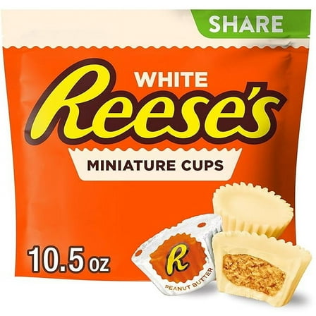 REESE'S Miniatures White Creme Peanut Butter Cups, Candy Share Pack, 10.5 oz ( Pack of 3 )
