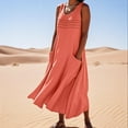 thumbnail image 2 of Summer Dresses For Women 2025 Sevevn Women's Cotton And Linen Dress Sleeveless Solid Color Dress With Pocket Skirt, 2 of 6