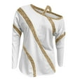 thumbnail image 3 of Ichuanyi Womens Tops, Summer Women's Long Sleeve Loose Off Shoulder Sexy Casual Pullover Bright Gold T-Shirt, 3 of 7